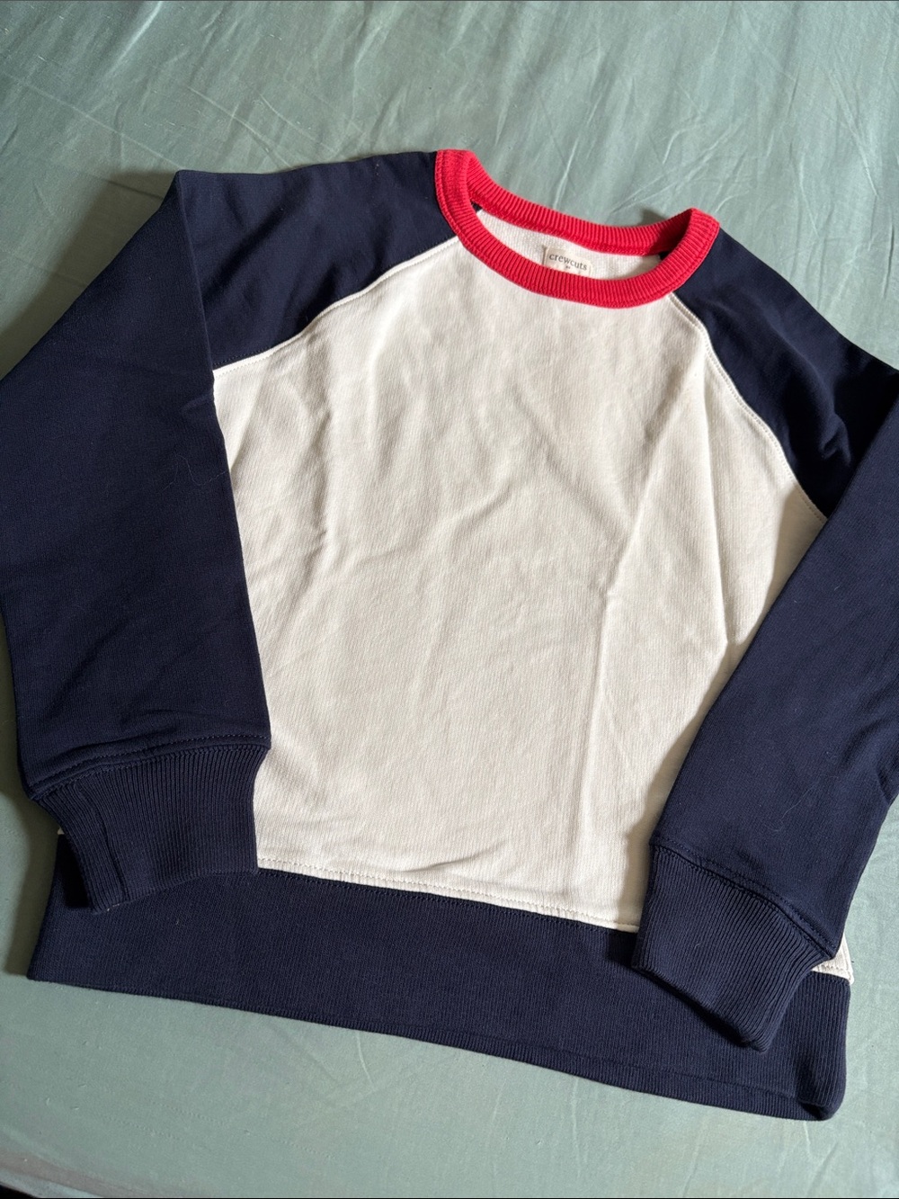 Crewcuts White, Navy & Red Raglan Sweatshirt